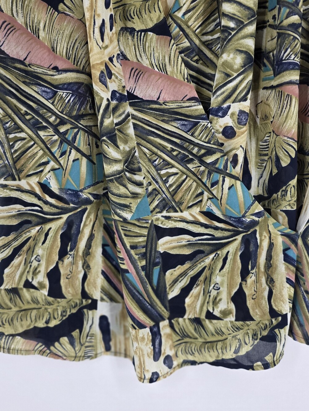 Vintage Le Caviar Tropical Palm Leaf Faux Wrap Blouse Women's M Resort Coastal - Picture 7 of 14